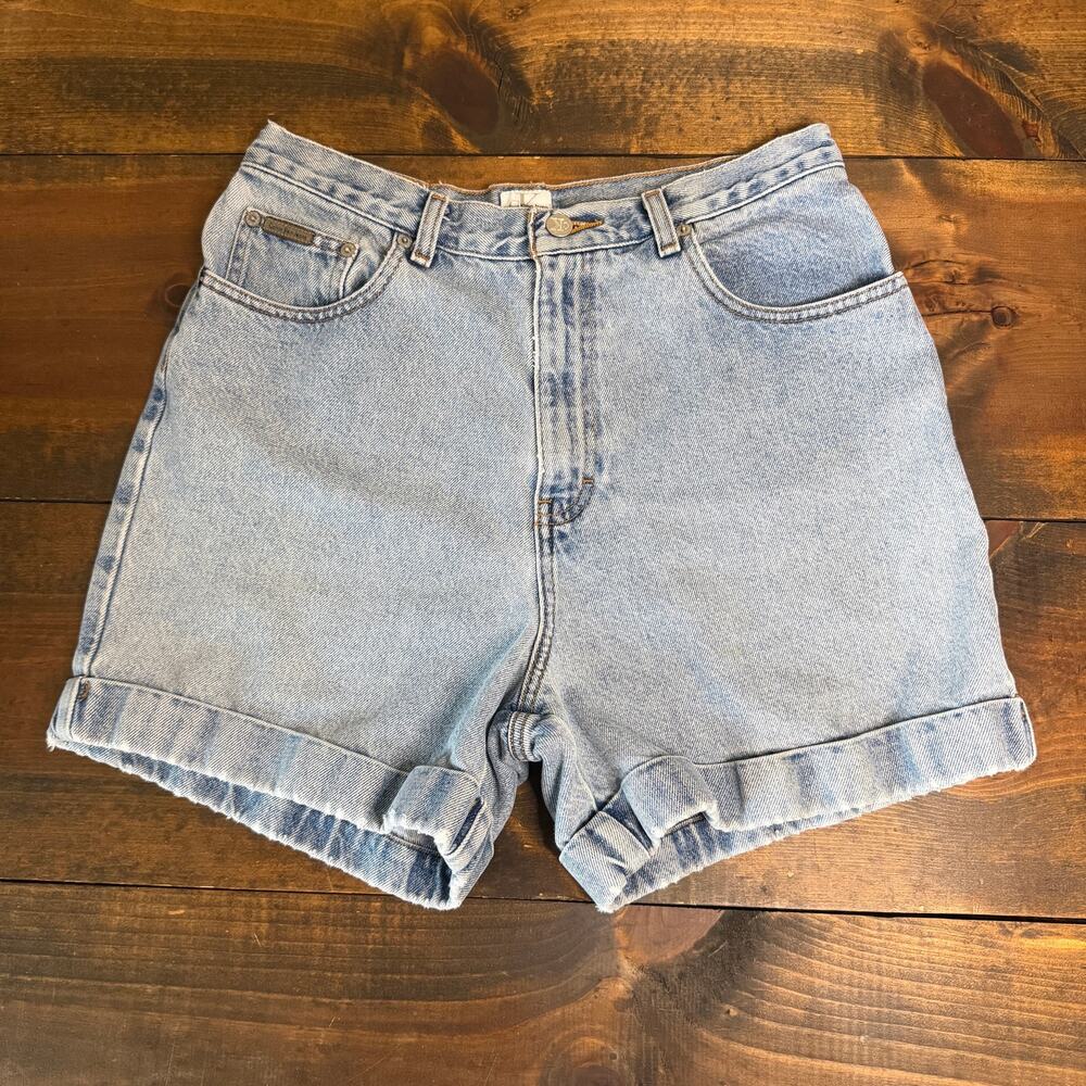 Vintage 90s Calvin Klein Cuff Shorts Womens 12 Double Stone Light Wash High Rise